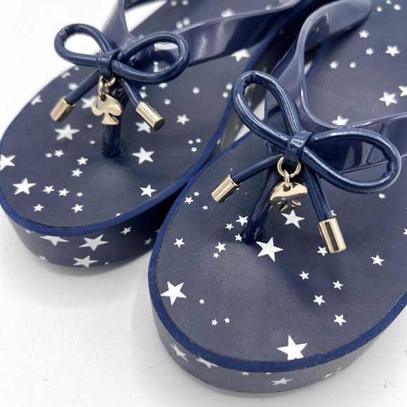 NEW Kate Spade New York Stars Navy LK210 Platform Wedge Sandals Size 8 - Picture 7 of 12
